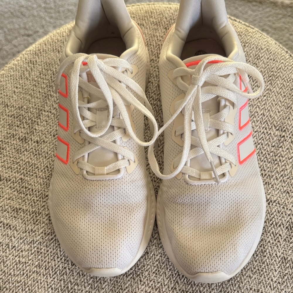 Adidas Women's White and Neon Pink Sneakers - Picture 2 of 8